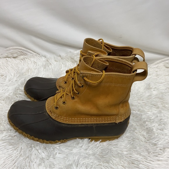 Bean By LL Bean Mens Waterproof Leather Duck Boots Tan Brown Size 9 M. - Picture 4 of 7